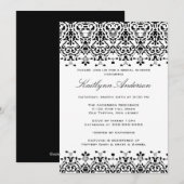 Einladung der Brautdusche "White & Black Damask" (Vorne/Hinten)