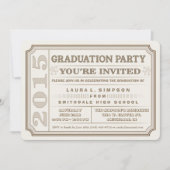 Einladung der Brown Graduation Party Ticket Style  (Vorderseite)