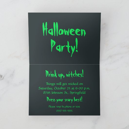 Einladung der Bubbling Hexe Cauldron Halloween (Innenseite)