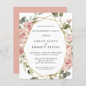 Einladung der "Budget Dusty Pink Rose Engagement P (Vorne/Hinten)