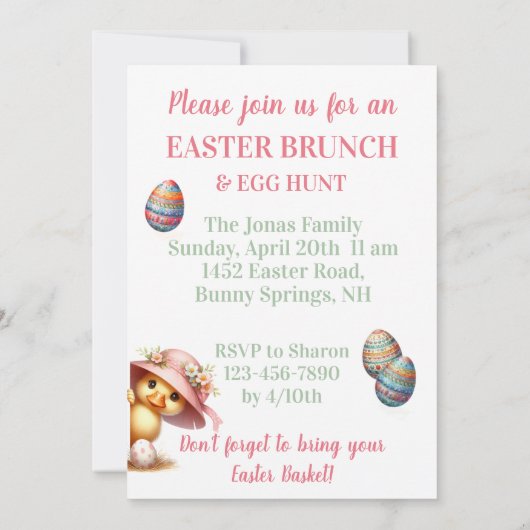 Einladung der Bunny Rabbit Brunch and Ostereier Ja (Rückseite)