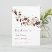 Einladung der Burgund Wildblume Bridal Dusche (Stehend Vorderseite)