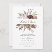 Einladung der Burgunder Blush Wildblume Hochzeit (Vorderseite)
