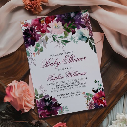 Einladung der Burgundy Baby Dusche