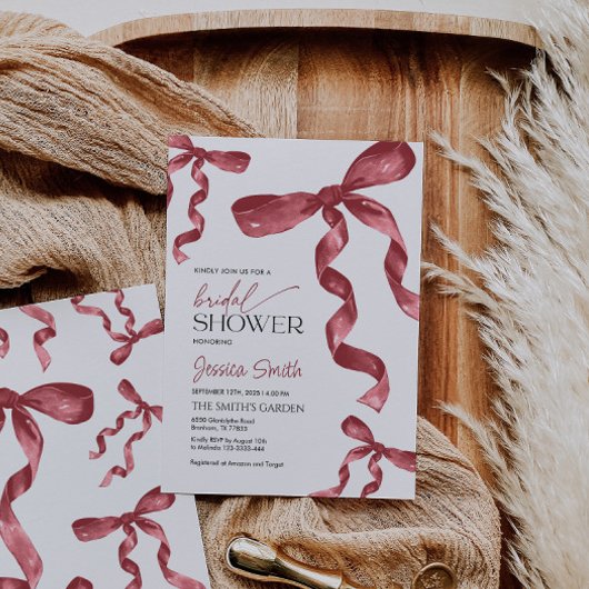 Einladung der Burgundy Bow Bridal Dusche