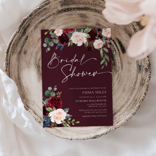 Einladung der Burgundy Bridal Dusche