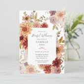 Einladung der Burgundy Fall Floral Bridal Dusche (Stehend Vorderseite)