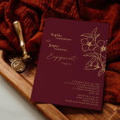 Einladung der burgundy Gold Floral Engagement Part