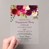Einladung der burgundy Red Floral Boho Engagement (Insitu (Handheld))
