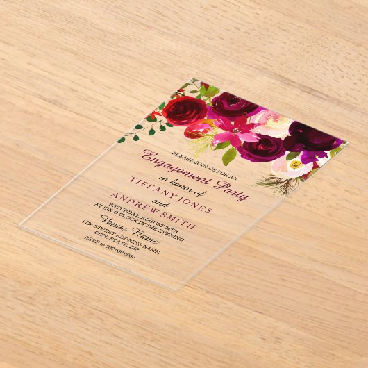 Einladung der burgundy Red Floral Boho Engagement (Ablage )
