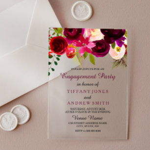 Einladung der burgundy Red Floral Boho Engagement 