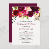Einladung der burgundy Red Floral Boho Engagement  (Vorne/Hinten)