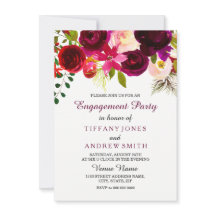 Einladung der burgundy Red Floral Boho Engagement 