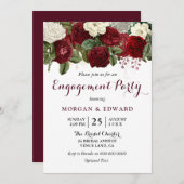Einladung der burgundy Red White Floral Engagement (Vorne/Hinten)