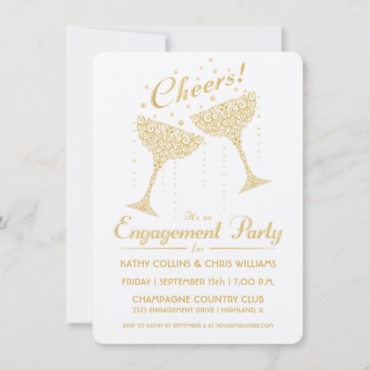 Einladung der Champagner Cheer Engagement Party (Vorderseite)