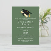 Einladung der Chic Green Grad Cap Graduation Party (Stehend Vorderseite)