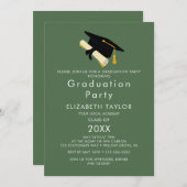 Einladung der Chic Green Grad Cap Graduation Party (Vorne/Hinten)