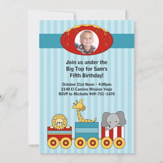 Einladung der Circus Geburtstagspartei (Vorderseite)