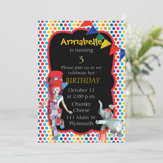 Einladung der Circus Geburtstagspartei (Stehend Vorderseite)