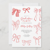 Einladung der Coquette Bows Red Graduation Party (Vorderseite)