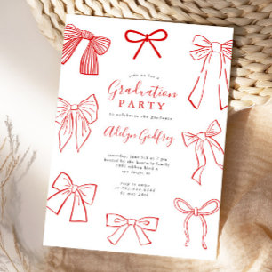 Einladung der Coquette Bows Red Graduation Party