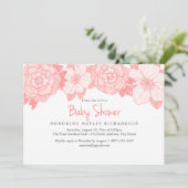 Einladung der Coral Blooming Baby Shower (Stehend Vorderseite)