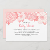 Einladung der Coral Blooming Baby Shower (Vorne/Hinten)