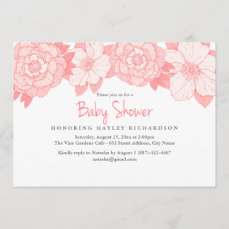 Einladung der Coral Blooming Baby Shower