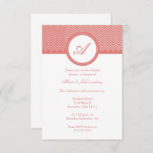 Einladung der Coral Zickzack Monogram Bridal Dusch (Vorne/Hinten)