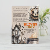 Einladung der Creepy Kürbislaterne Halloween Gedic (Stehend Vorderseite)