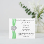 Einladung der Diamond Heart Green Engagement Party (Stehend Vorderseite)