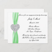 Einladung der Diamond Heart Green Engagement Party (Vorne/Hinten)