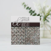 Einladung der Diamondplate Industrial Wedding (Stehend Vorderseite)