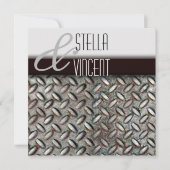 Einladung der Diamondplate Industrial Wedding (Vorderseite)