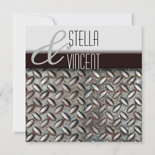 Einladung der Diamondplate Industrial Wedding (Vorderseite)