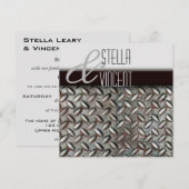 Einladung der Diamondplate Industrial Wedding (Vorne/Hinten)