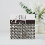 Einladung der Diamondplate Industrial Wedding (Stehend Vorderseite)