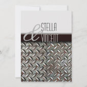 Einladung der Diamondplate Industrial Wedding (Vorderseite)