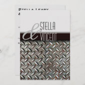 Einladung der Diamondplate Industrial Wedding (Vorne/Hinten)