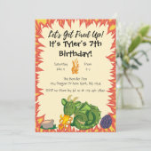 Einladung der Dragon Birthday Party (Stehend Vorderseite)