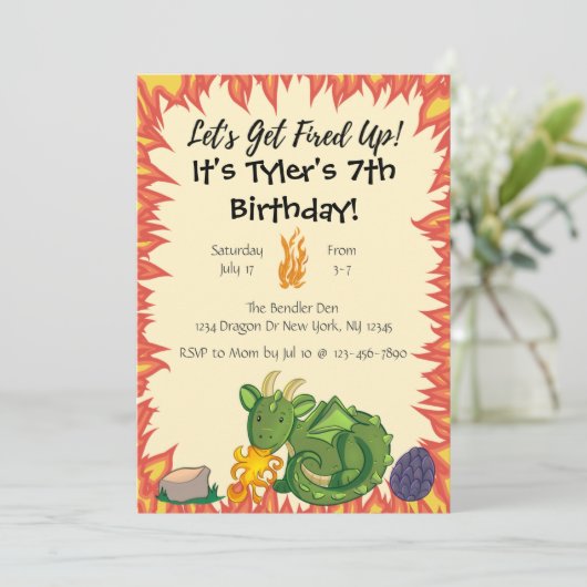 Einladung der Dragon Birthday Party (Stehend Vorderseite)