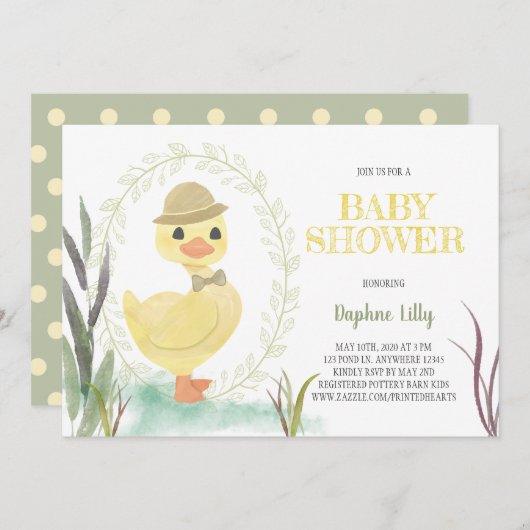Einladung der Duckling Boy Baby Dusche (Vorne/Hinten)
