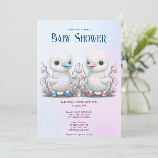 Einladung der Ducks Floral Baby Duwer (Stehend Vorderseite)