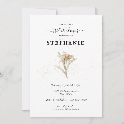 Einladung der Dusche Edelweiss Floral Bridal (Vorderseite)