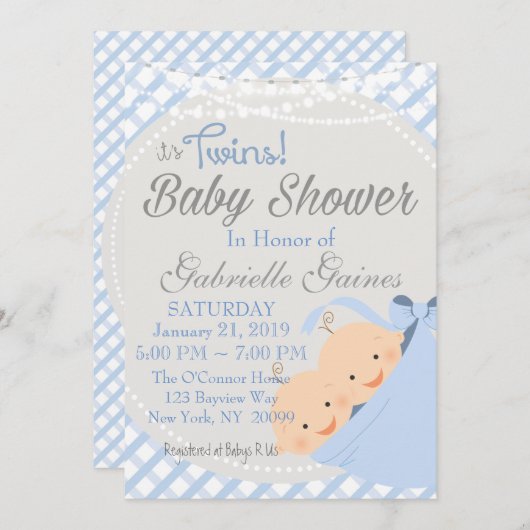 Einladung der Dusche "Twin Boys Country Charm" (Vorne/Hinten)