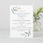 Einladung der Dusty Blue Botanical Engagement Part (Stehend Vorderseite)