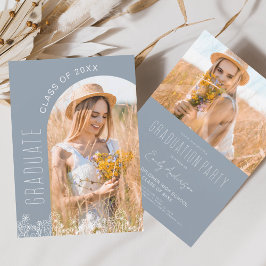 Einladung der Dusty Blue Wildblume Graduation Part