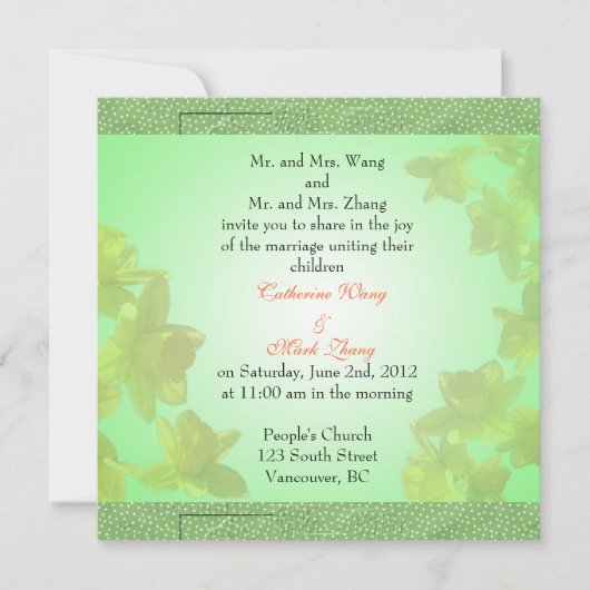 Einladung der Eltern von Braut und Bräutigam (Vorderseite)