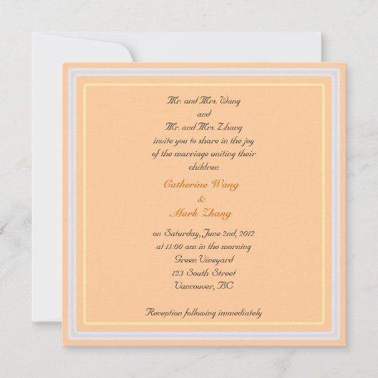 Einladung der Eltern von Braut und Bräutigam (Vorderseite)