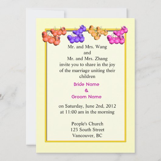 Einladung der Eltern von Braut und Bräutigam zur H (Vorderseite)